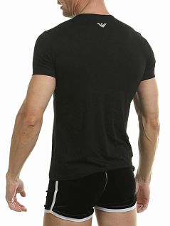 Мужская футболка с принтом из хлопка черного цвета Emporio Armani RT43012